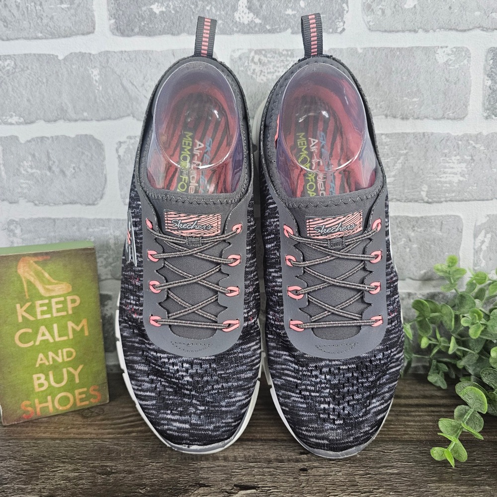 Skechers Stretch Womens 8.5 Gray Pink‎ Space Dye Air Cooled Memory Foam Sneakers